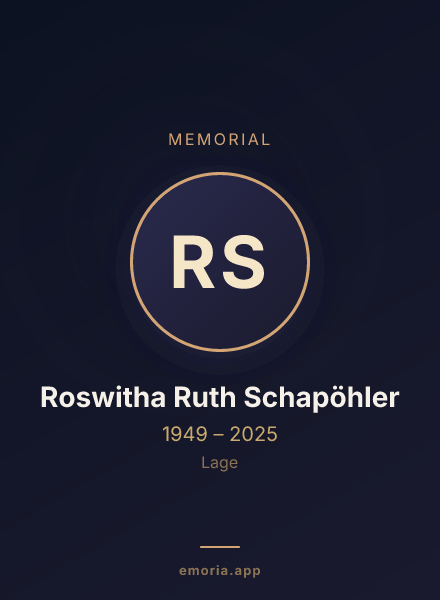 Memorial portrait of Roswitha Ruth Schapöhler