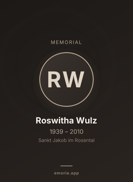 Memorial portrait of Roswitha Wulz
