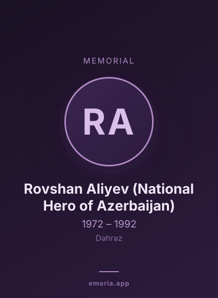 Memorial portrait of Rovshan Aliyev (National Hero of Azerbaijan)