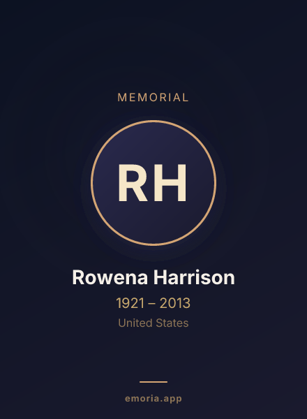 Memorial portrait of Rowena Harrison