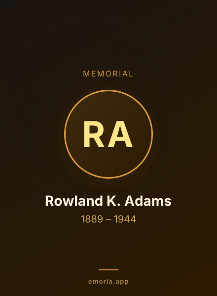 Memorial portrait of Rowland K. Adams