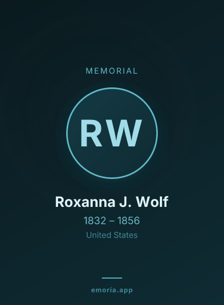 Memorial portrait of Roxanna J. Wolf