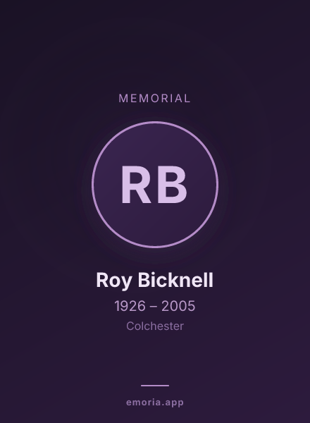 Memorial portrait of Roy Bicknell