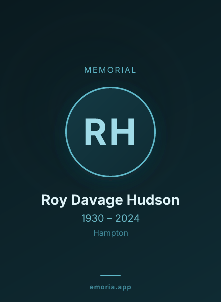 Memorial portrait of Roy Davage Hudson