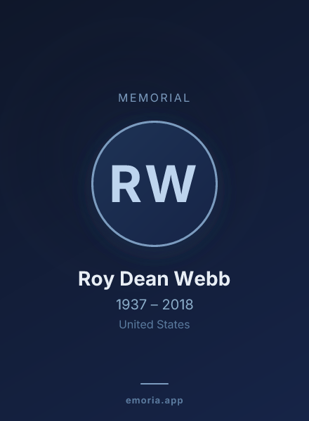Memorial portrait of Roy Dean Webb
