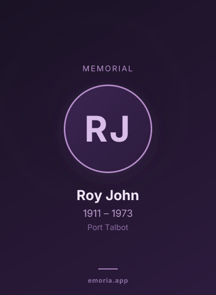 Memorial portrait of Roy John