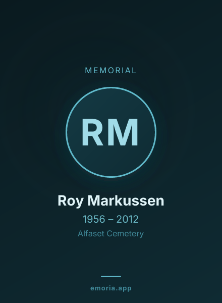 Memorial portrait of Roy Markussen