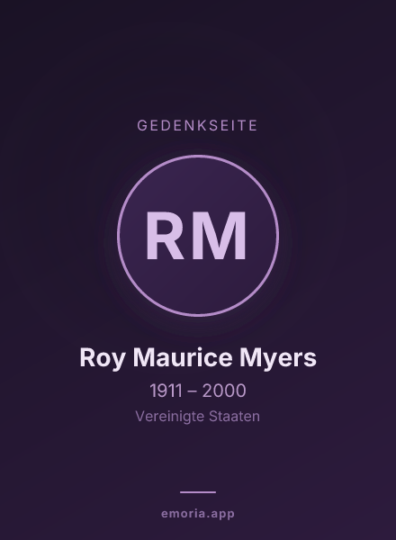 Gedenkportrait von Roy Maurice Myers