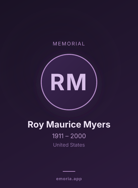 Memorial portrait of Roy Maurice Myers
