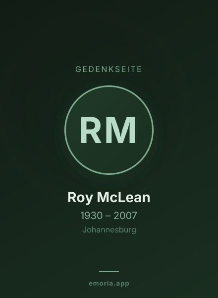 Gedenkportrait von Roy McLean