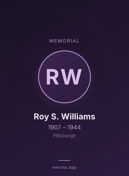 Memorial portrait of Roy S. Williams