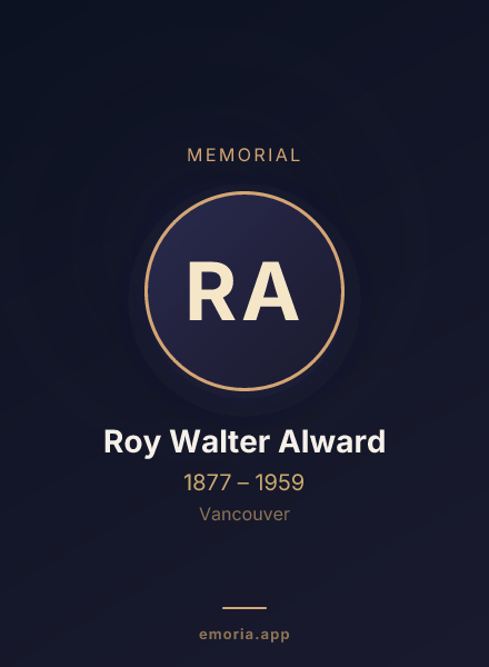 Memorial portrait of Roy Walter Alward