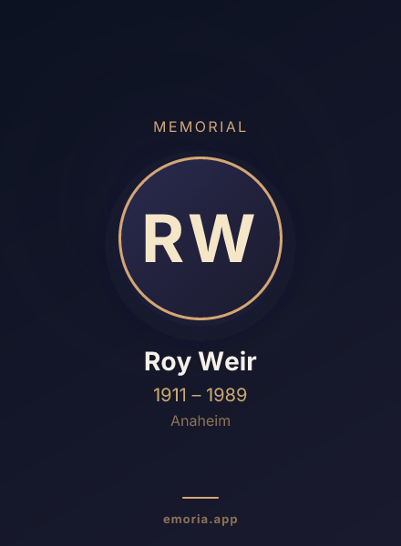 Memorial portrait of Roy Weir