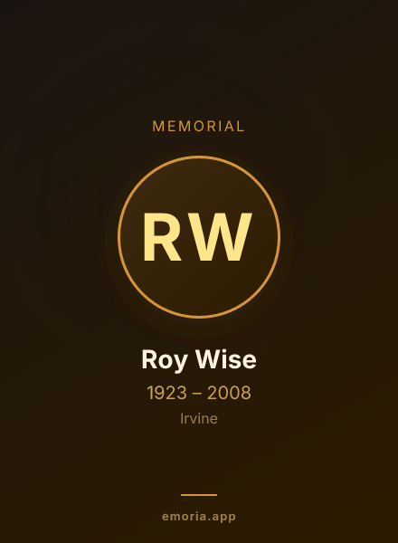 Memorial portrait of Roy Wise