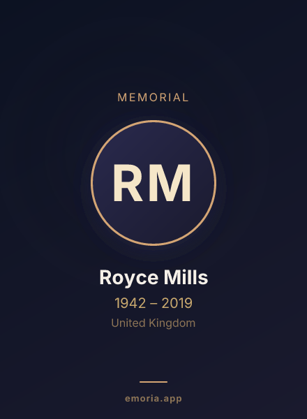 Memorial portrait of Royce Mills