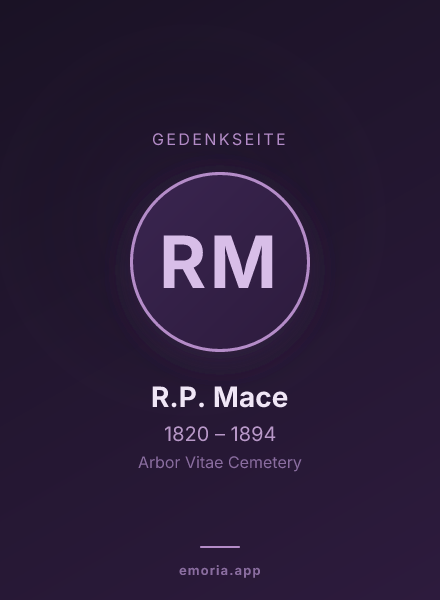 Gedenkportrait von R.P. Mace