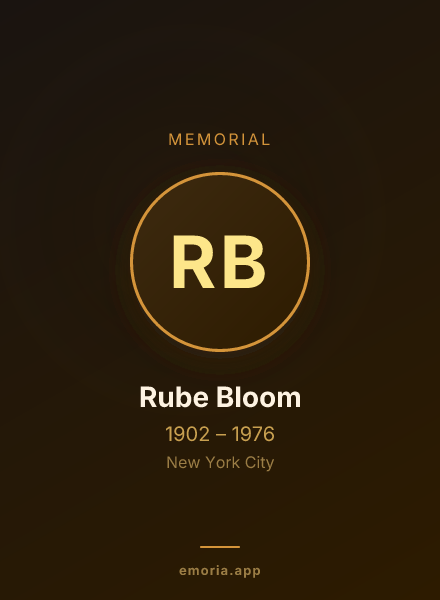Memorial portrait of Rube Bloom