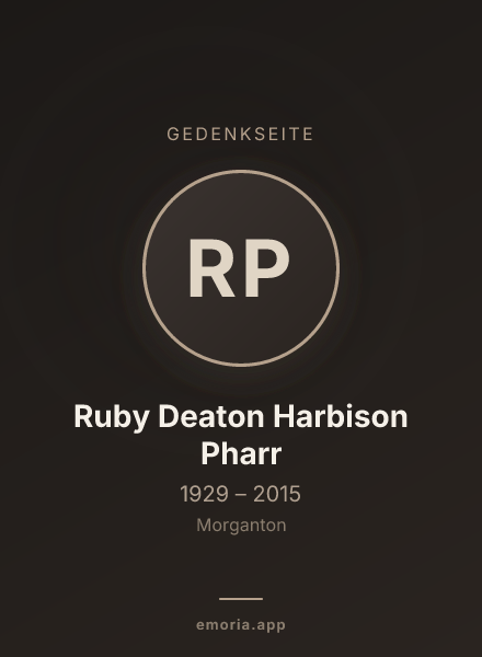 Gedenkportrait von Ruby Deaton Harbison Pharr