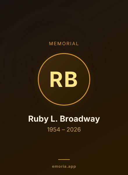 Memorial portrait of Ruby L. Broadway