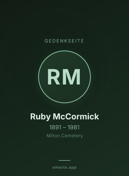 Gedenkportrait von Ruby McCormick