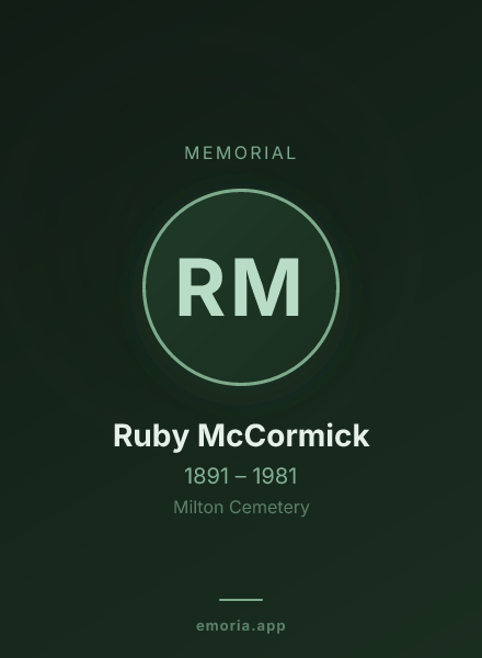 Memorial portrait of Ruby McCormick