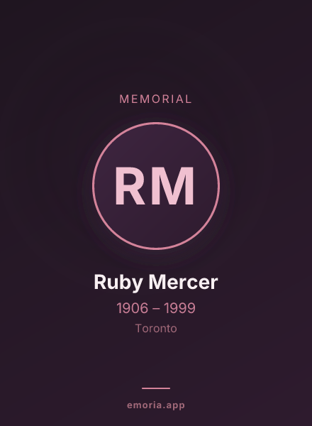 Memorial portrait of Ruby Mercer