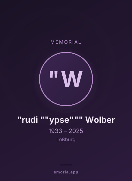 Memorial portrait of "rudi ""ypse""" Wolber