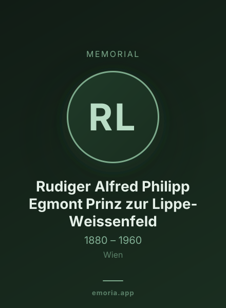 Memorial portrait of Rudiger Alfred Philipp Egmont Prinz zur Lippe-Weissenfeld