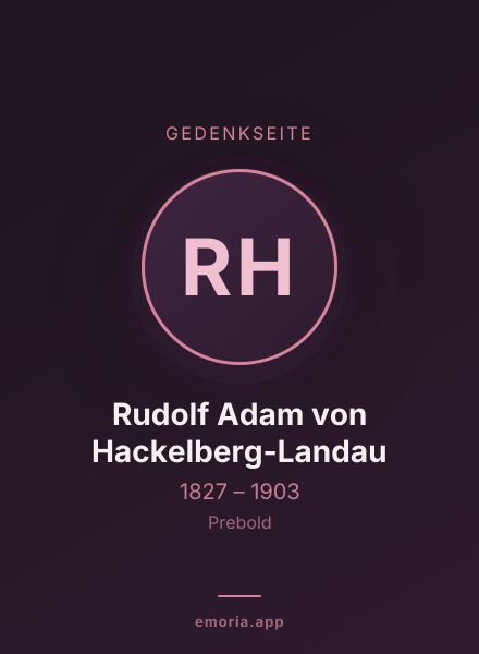 Gedenkportrait von Rudolf Adam von Hackelberg-Landau