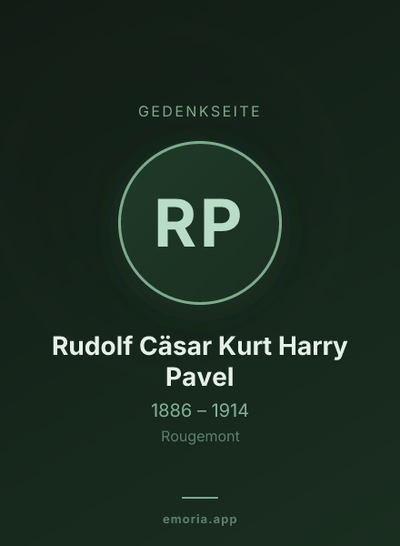 Gedenkportrait von Rudolf Cäsar Kurt Harry Pavel