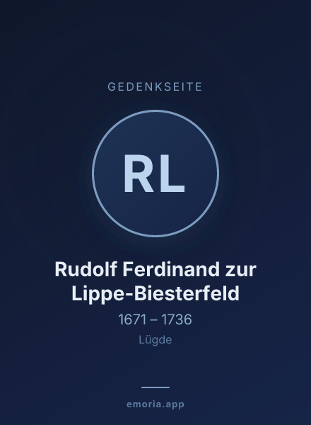 Gedenkportrait von Rudolf Ferdinand zur Lippe-Biesterfeld