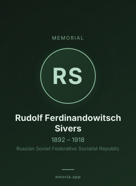 Memorial portrait of Rudolf Ferdinandowitsch Sivers