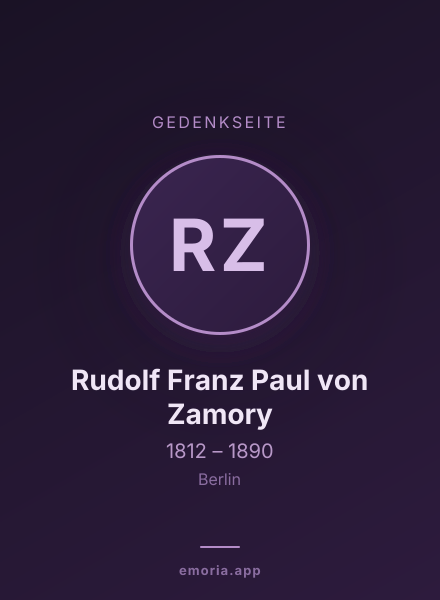 Gedenkportrait von Rudolf Franz Paul von Zamory