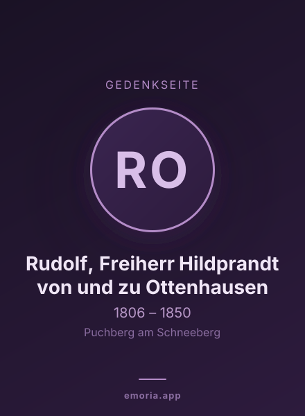 Gedenkportrait von Rudolf, Freiherr Hildprandt von und zu Ottenhausen