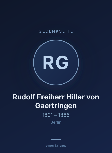 Gedenkportrait von Rudolf Freiherr Hiller von Gaertringen