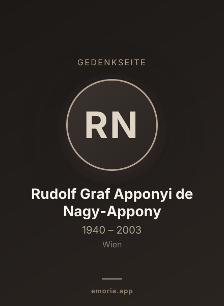 Gedenkportrait von Rudolf Graf Apponyi de Nagy-Appony