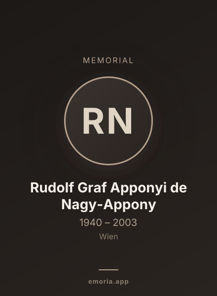Memorial portrait of Rudolf Graf Apponyi de Nagy-Appony