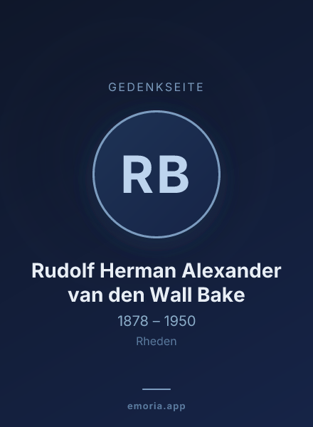 Gedenkportrait von Rudolf Herman Alexander van den Wall Bake