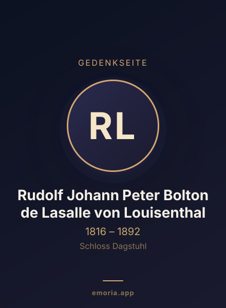 Gedenkportrait von Rudolf Johann Peter Bolton de Lasalle von Louisenthal