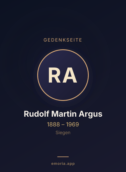 Gedenkportrait von Rudolf Martin Argus