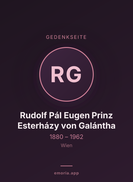 Gedenkportrait von Rudolf Pál Eugen Prinz Esterházy von Galántha