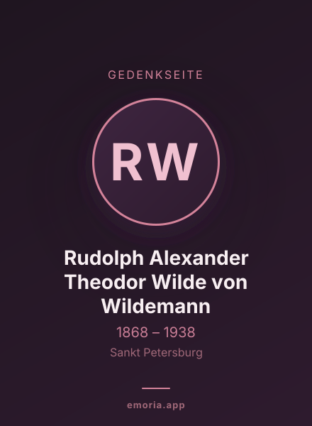 Gedenkportrait von Rudolph Alexander Theodor Wilde von Wildemann