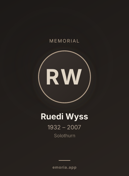 Memorial portrait of Ruedi Wyss