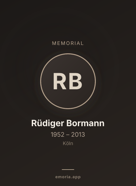 Memorial portrait of Rüdiger Bormann