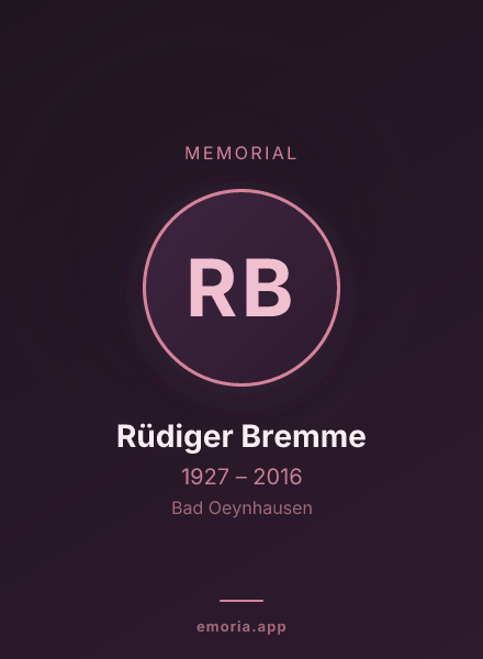 Memorial portrait of Rüdiger Bremme