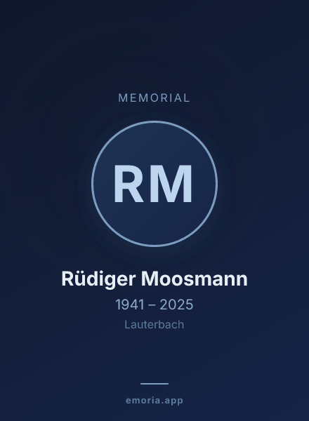 Memorial portrait of Rüdiger Moosmann