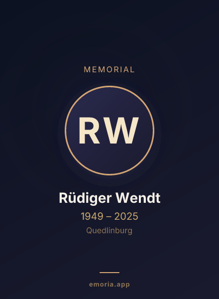 Memorial portrait of Rüdiger Wendt