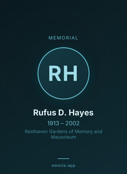 Memorial portrait of Rufus D. Hayes