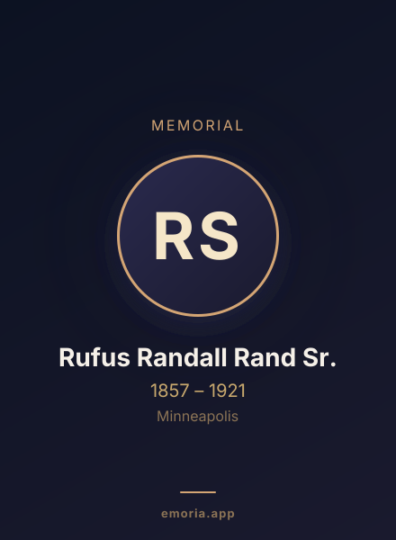 Memorial portrait of Rufus Randall Rand Sr.