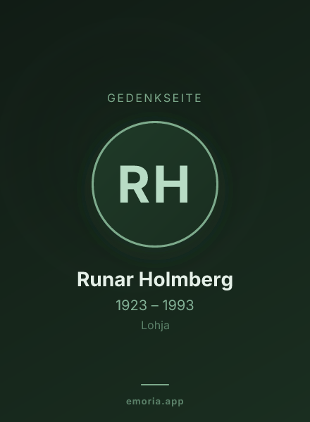 Gedenkportrait von Runar Holmberg
